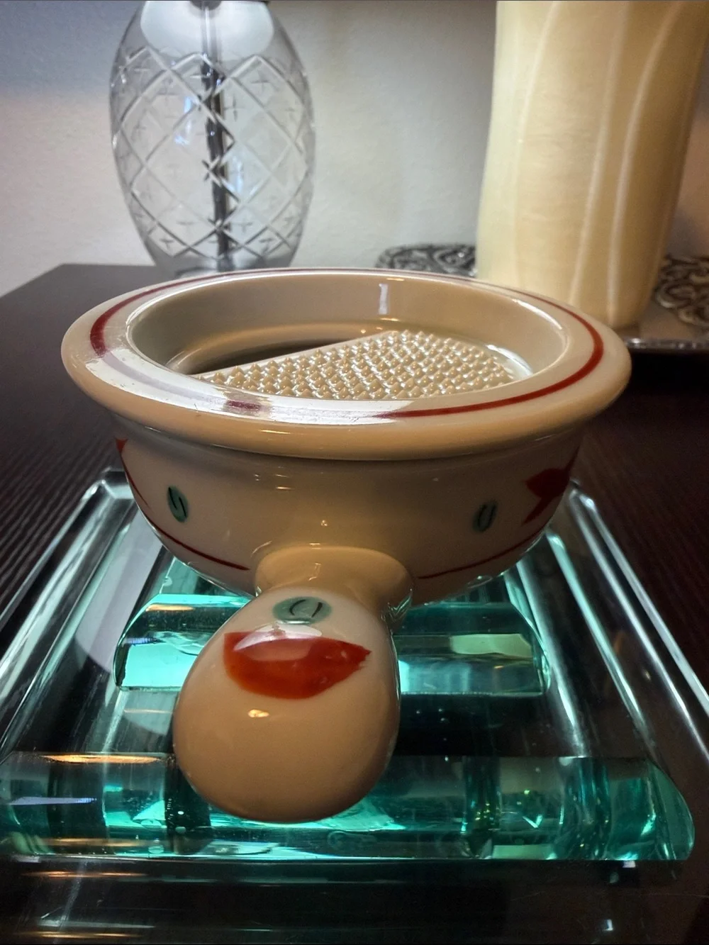 Japanese “tachi-kichi” Ceramic Grater Dish For Condiments Like Wasabi Or Ginger